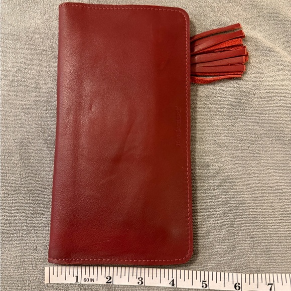 Lisa Leonard Genuine Leather Wallet with Zipper Tassel & 22 Card Slots, Red NWOT - Picture 12 of 15
